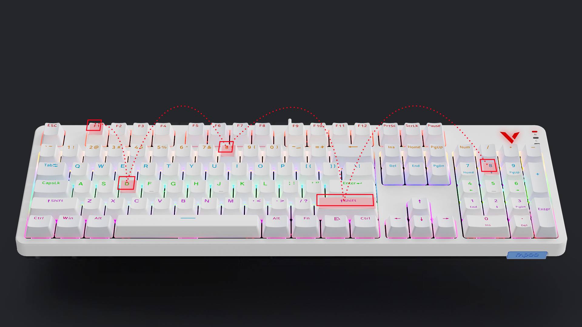 柏依背光游戏机械键盘（ 双形态） V500PRO 详情配图