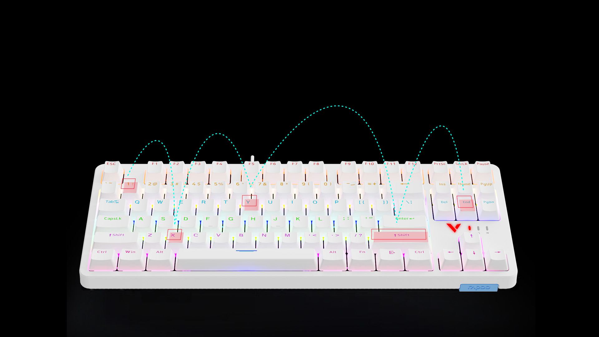 柏依背光游戏机械键盘（双形态） V500PRO-87 详情配图