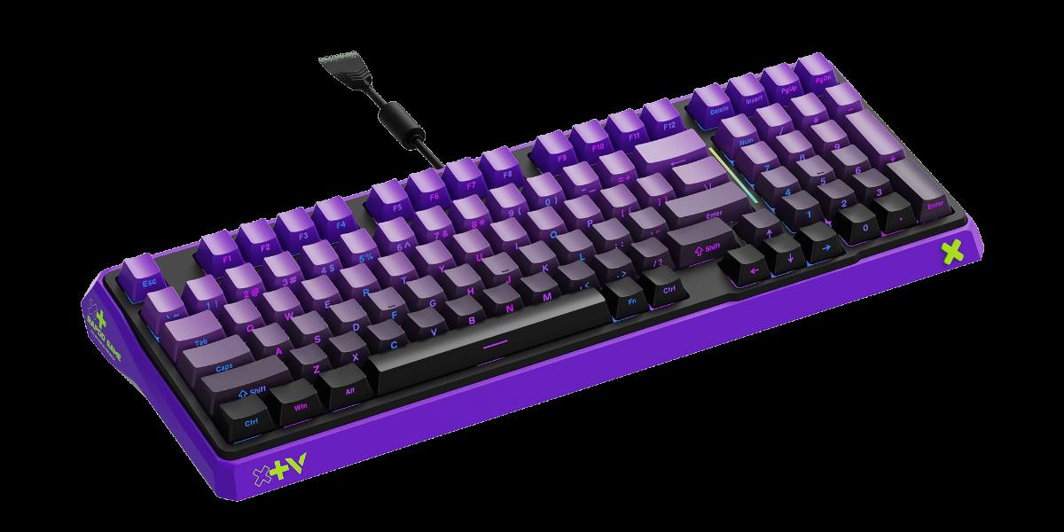 柏依防水幻彩RGB背光游戏机械键盘 ESK750-98（渐变侧刻版） 产品主图