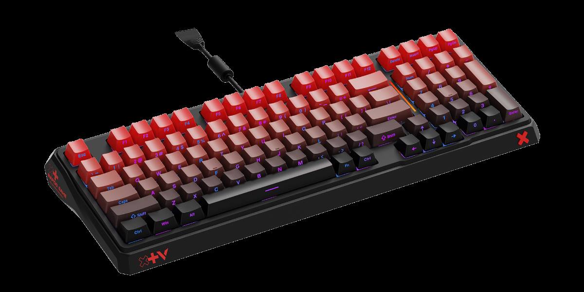 柏依防水幻彩RGB背光游戏机械键盘 ESK750-98（渐变侧刻版） 产品主图