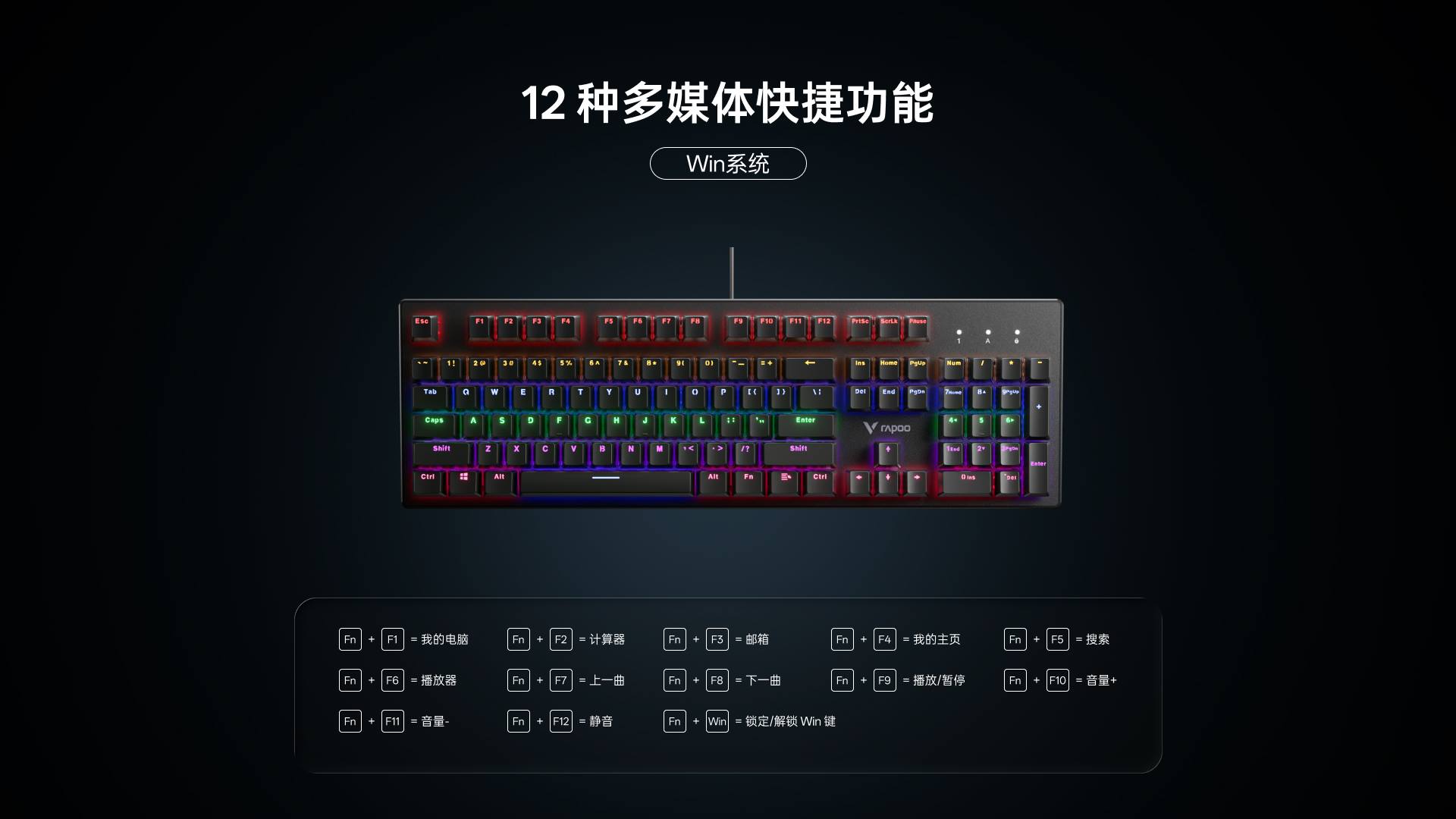 柏依混彩背光游戏机械键盘 V510 详情配图
