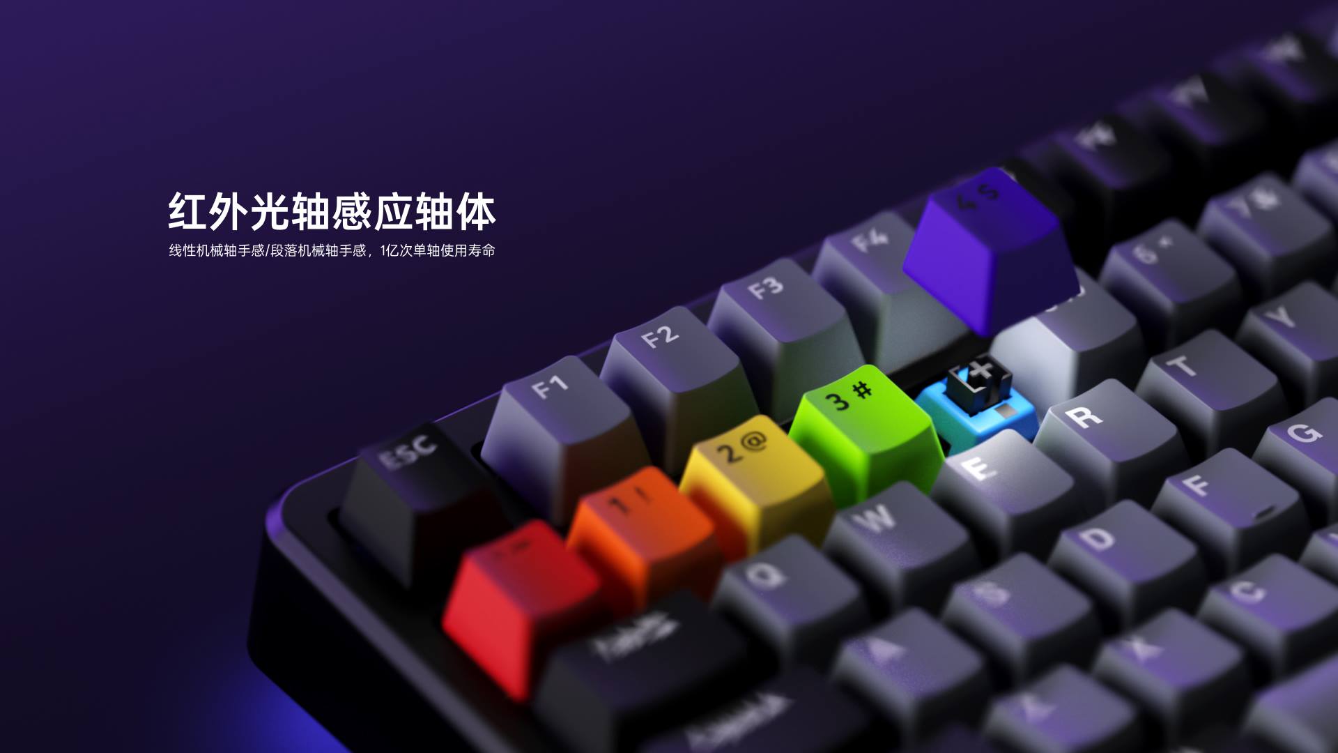 柏依防水幻彩RGB背光游戏机械键盘 ESK750-75（渐变侧刻版） 功能卖点展示图