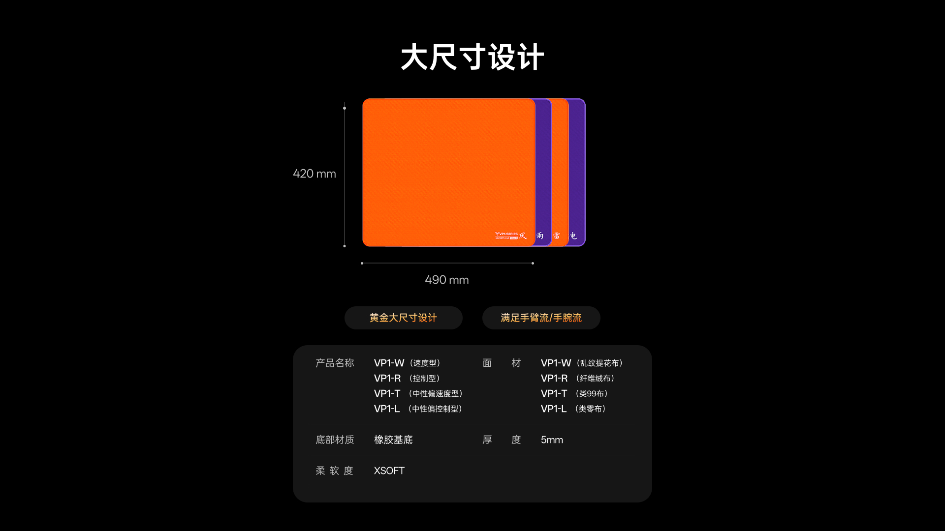 柏依电竞鼠标软垫 VP1系列 详情配图