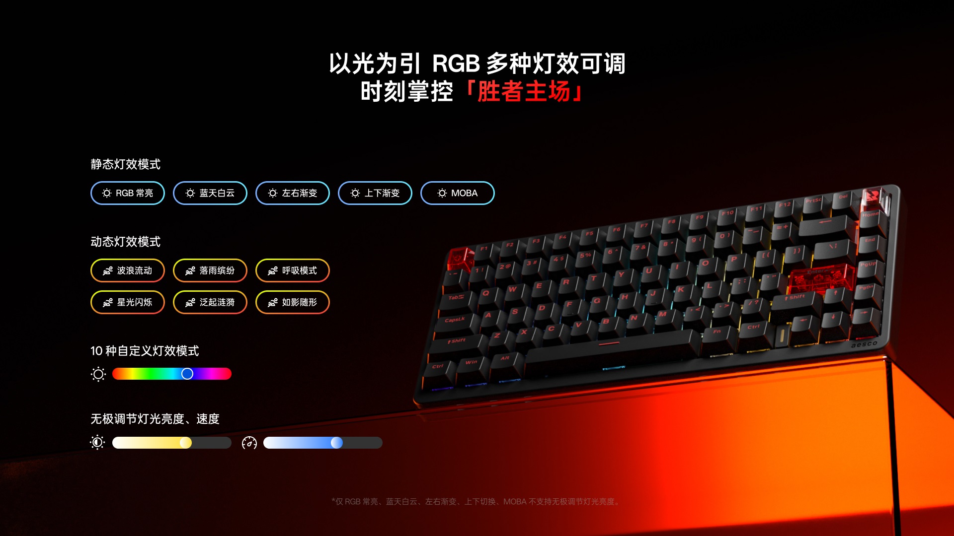 柏依防水幻彩RGB电感轴游戏键盘 ESK900-83RT（零号赤焰） 详情配图